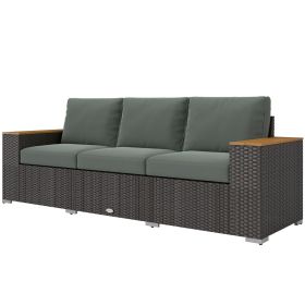 Outsunny 3-Seat Outdoor Patio Sofa with Cushions, PE Rattan Wicker Sofa with Wide Armrests, Outdoor Wicker Couch, Dark Gray Outsunny 3-Seat Outdoor Patio Sofa with Cushions, PE Rattan Wicker Sofa with Wide Armrests, Outdoor Wicker Couch, Dark Gray