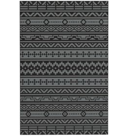 Outsunny Reversible Outdoor Rug, Waterproof Plastic Straw with Carry Bag, 6' x 9', Black & Gray Geometric Wall Outsunny Reversible Outdoor Rug, Waterproof Plastic Straw with Carry Bag, 6' x 9', Black & Gray Geometric Wall